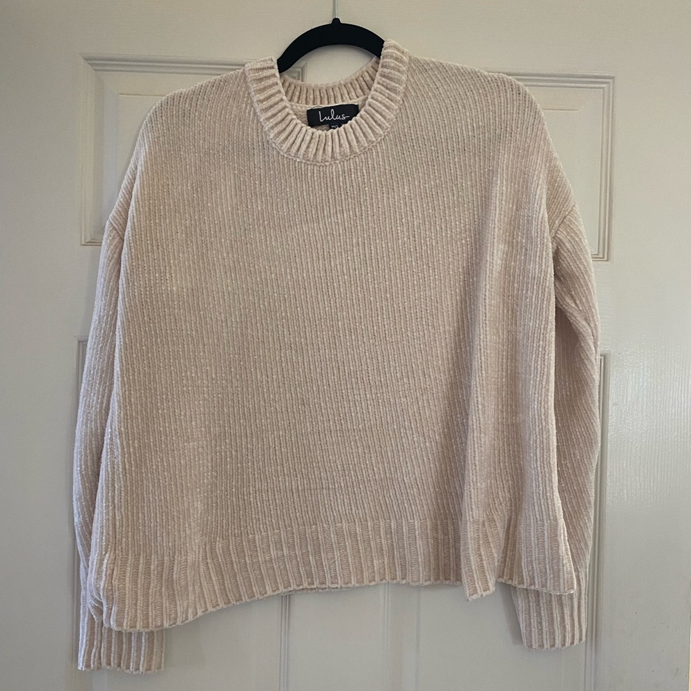 Lulu's Soft Beige Ribbed Sweater